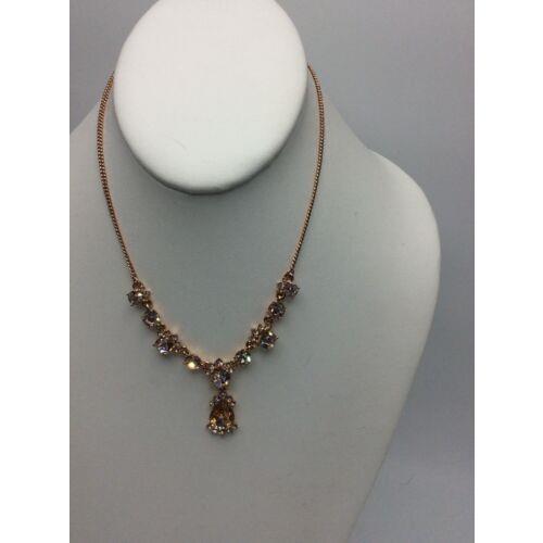 Givenchy Rose Gold Tone Teardrop Crystal Y Necklace 735 GN