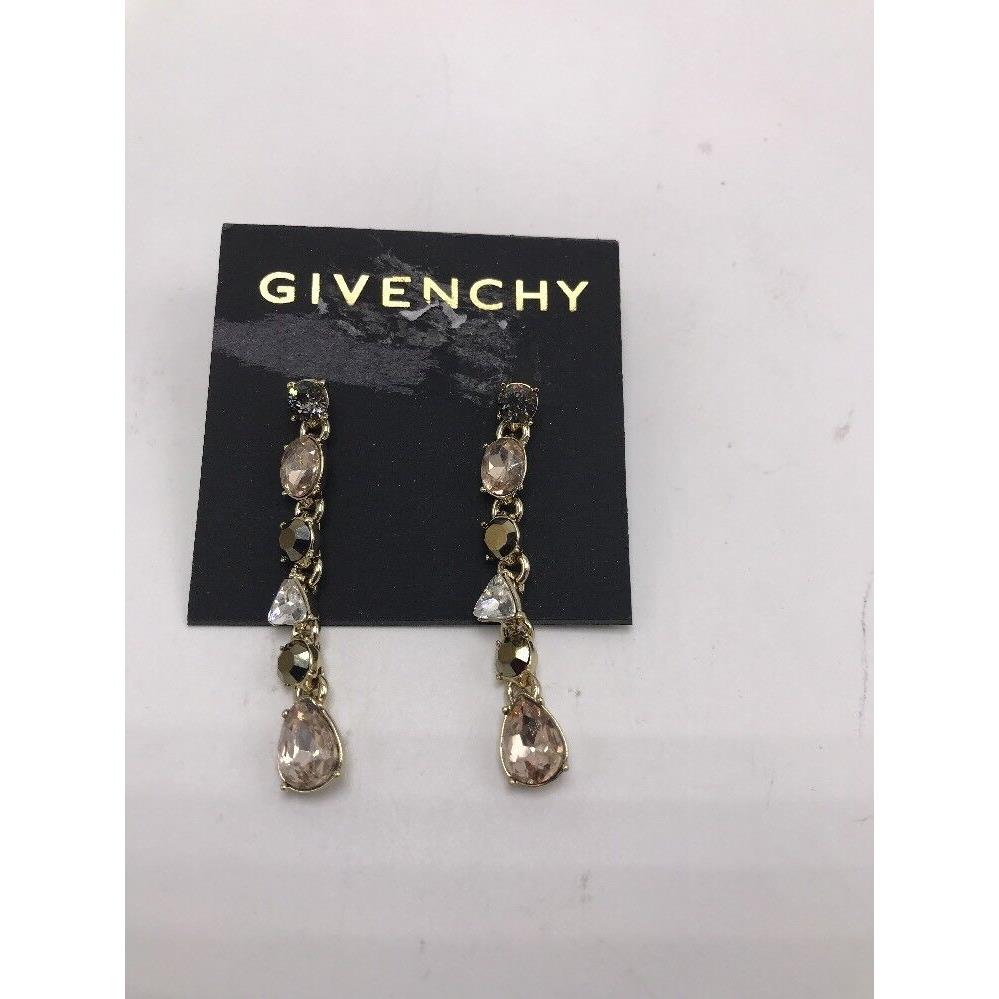 Givenchy Gold Tone Long Stone Drop Earrings JM1. 2 Drop