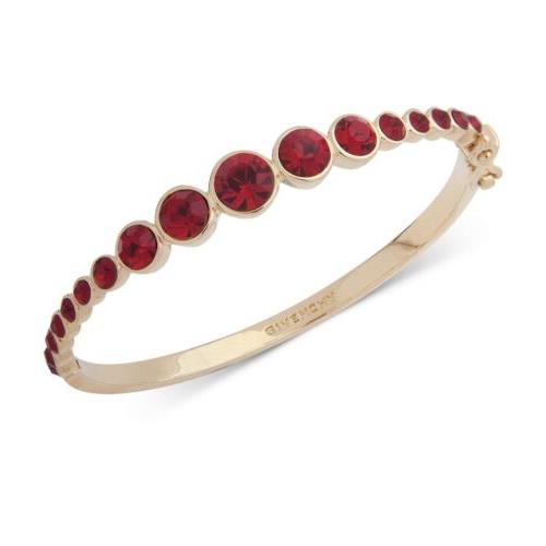 Givenchy Graduated Red Crystal Hinged Oval Bangle Bracelet GJ10