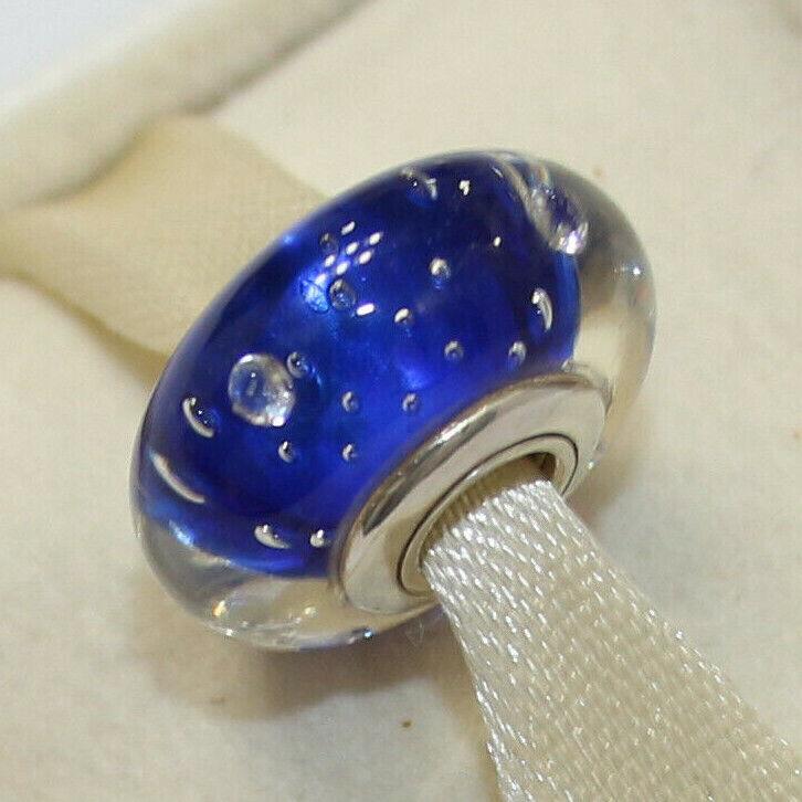 Pandora Charm Murano Blue Effervescence 791630CZ W Suede Pouch