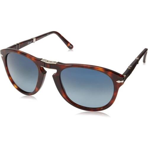 Persol Men`s Havana Classic Sunglasses Tortoiseshell Frame Crystal Blue 54mm