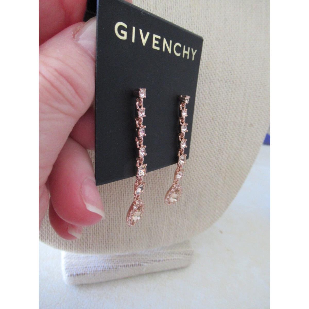 Givenchy Beautiful Rose Gold Tone Linear Drop Earrings/ Clear Stones - Givenchy  jewelry - 013742217391 | Fash Brands