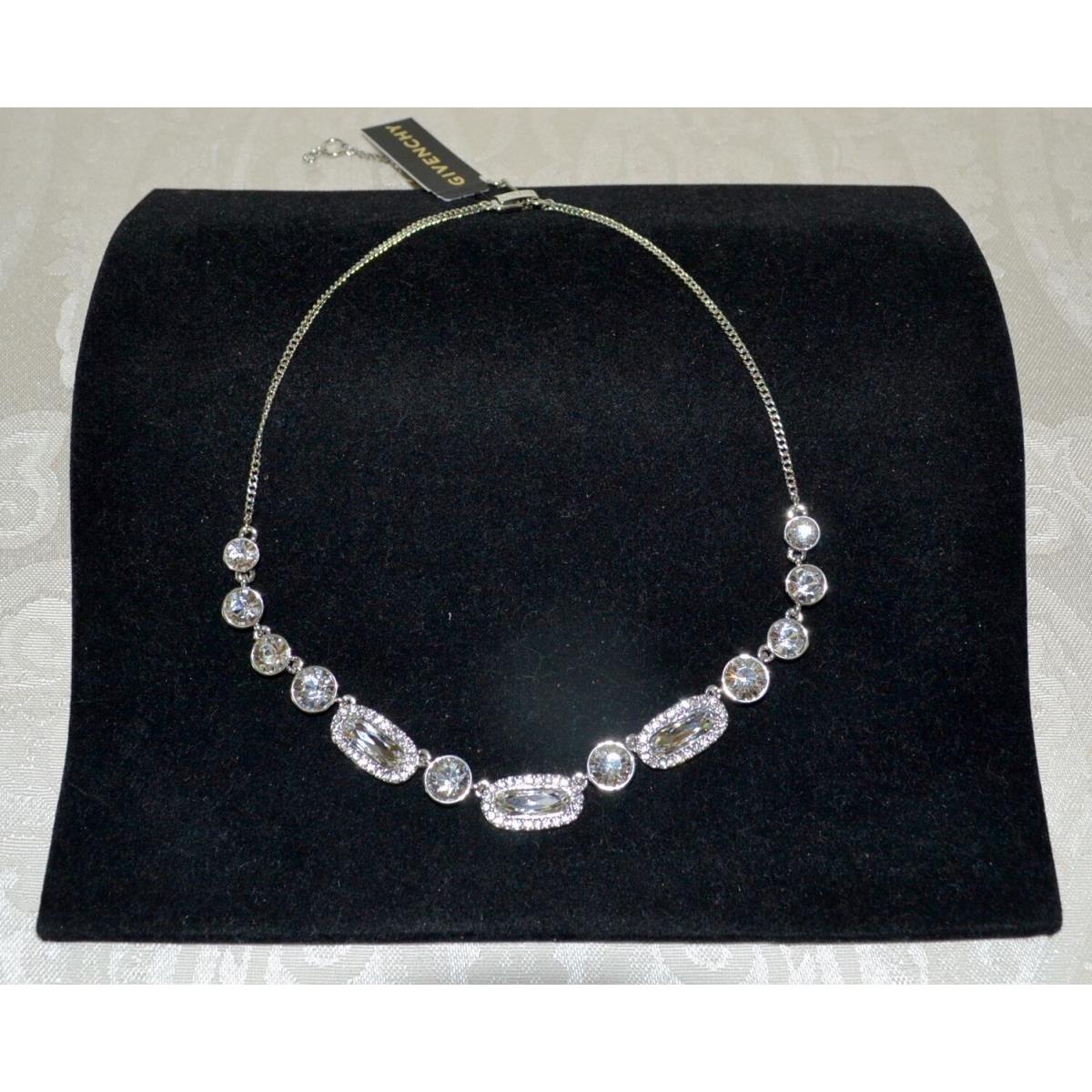 Givenchy Silver Frontal Necklace Faceted Crystal Bridal Special Occasion