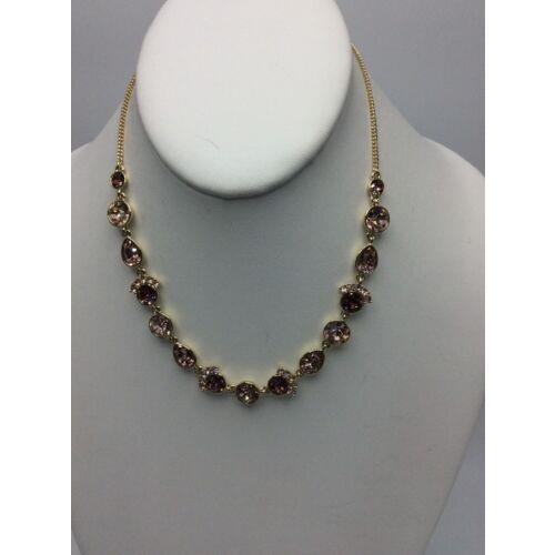 Givenchy Gold-tone Pav Pink Crystal Single-row Necklace 731 GN