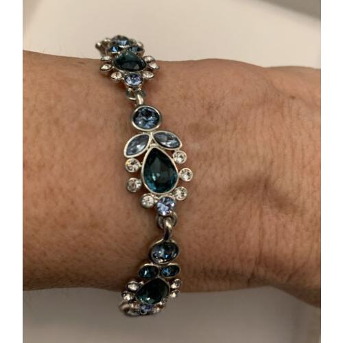 Givenchy Blue Crystal Silver Tone Flex Bracelet 40 GB