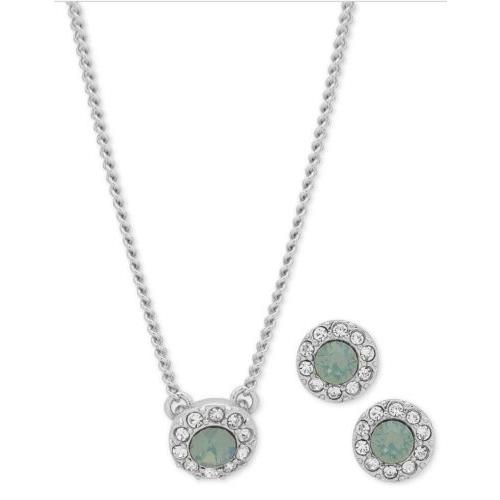 Givenchy Pave Pendant Necklace Stud Earrings 702