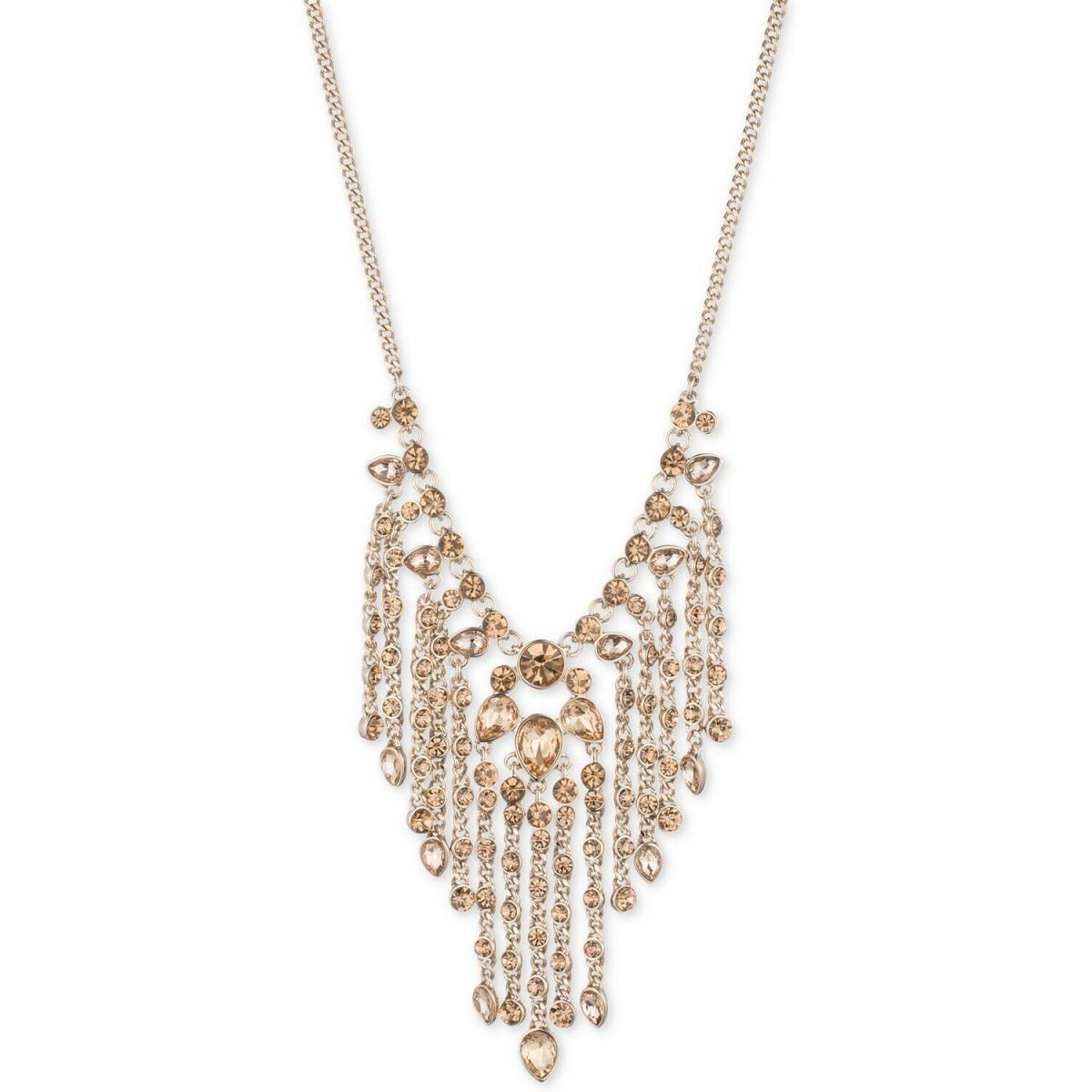 Givenchy Metallic Gold-tone Stone Fringe 22 Statement Necklace