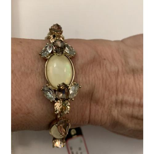 Givenchy Gold Tone Mother of Pearl Crystal Bracelet Gb 27