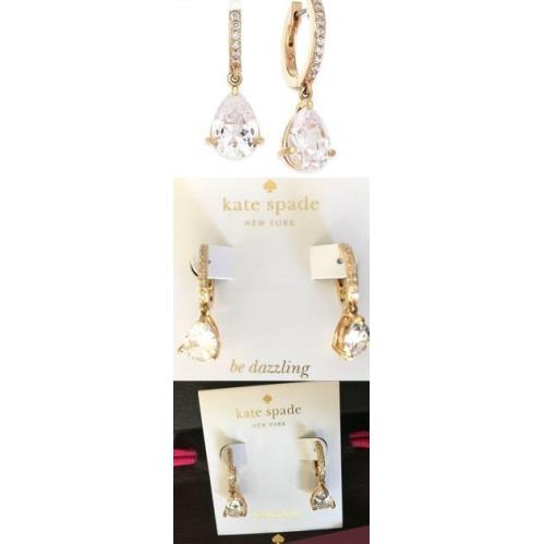 Kate Spade York Save The Date Rose Gold Tone Huggie Drop Earrings