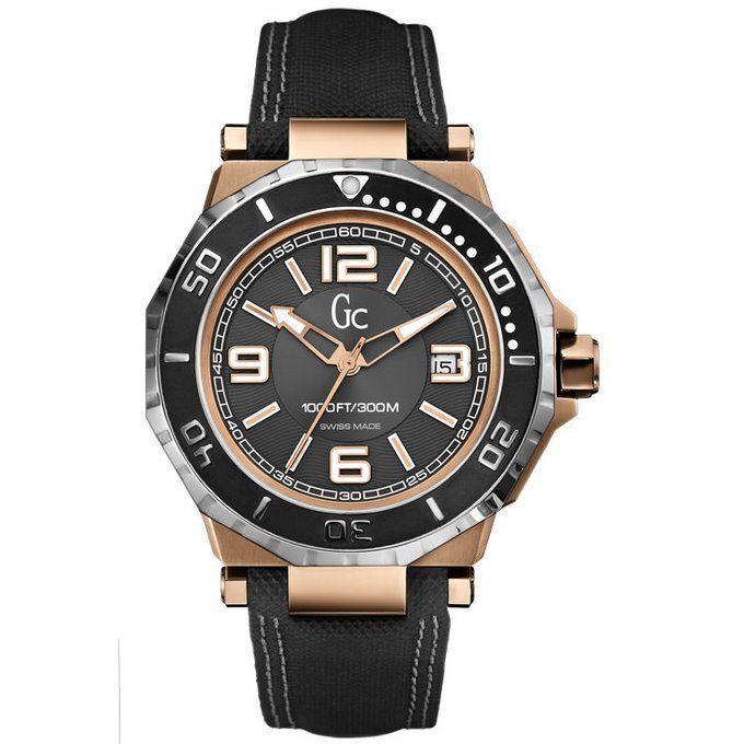 GC Guess Collection X79002G2S Aquasport Black Rose Gold Men`s Watch
