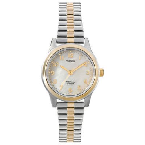 Timex T2M828 Women`s 2-Tone Expansion Watch Indiglo Mother of Pearl Dial
