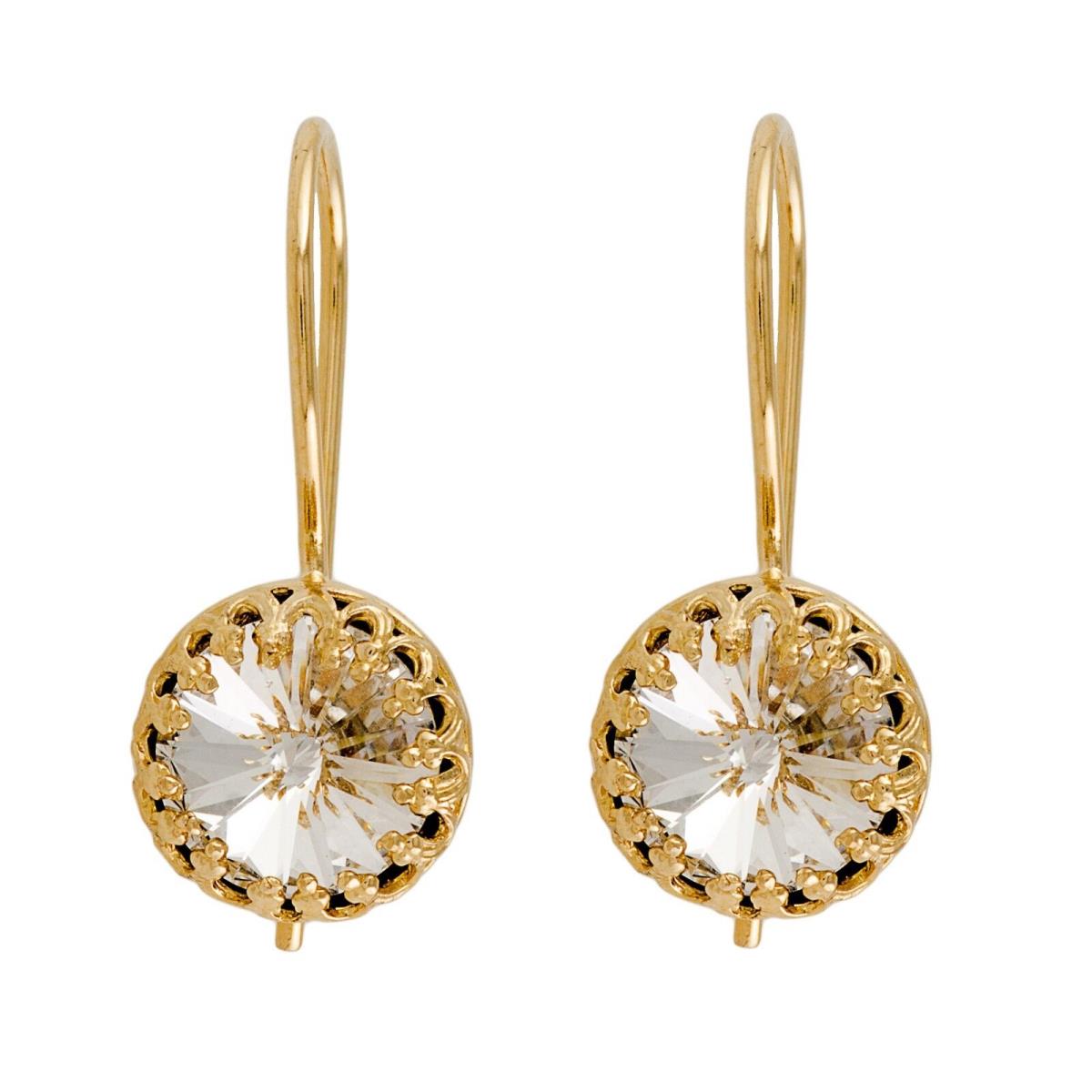 Swarovski Crystal Earrings Dangle Wedding 14K Yellow Gold Filled Bridal Jewelry