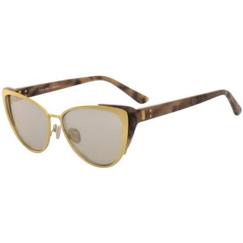 Calvin Klein CK8028S-718 Women`s Gold-tone Sunglasses Brown Mirrored Lens