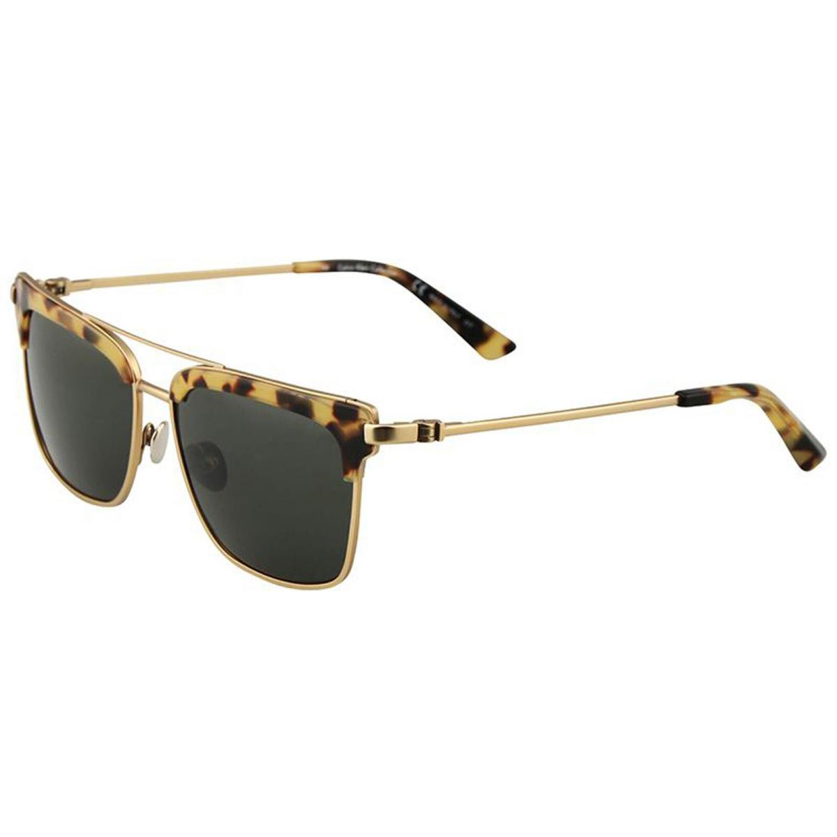 Calvin Klein Colction CK8049S-718 Satin Gold Women`s Sunglasses Green Lens