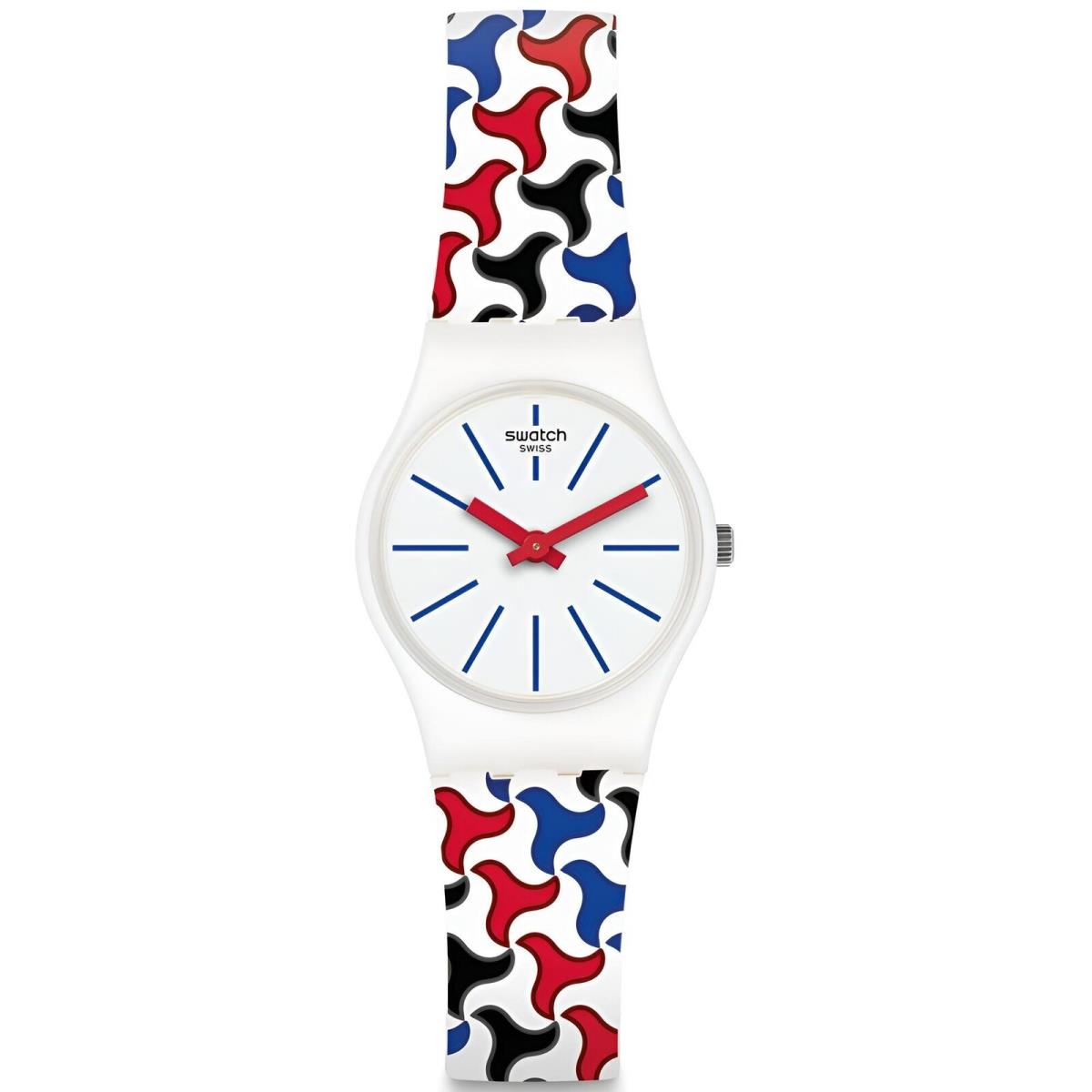 Swatch Women`s Watch Pattu Quartz White Dial Retro Pattern Silicone Strap LW156