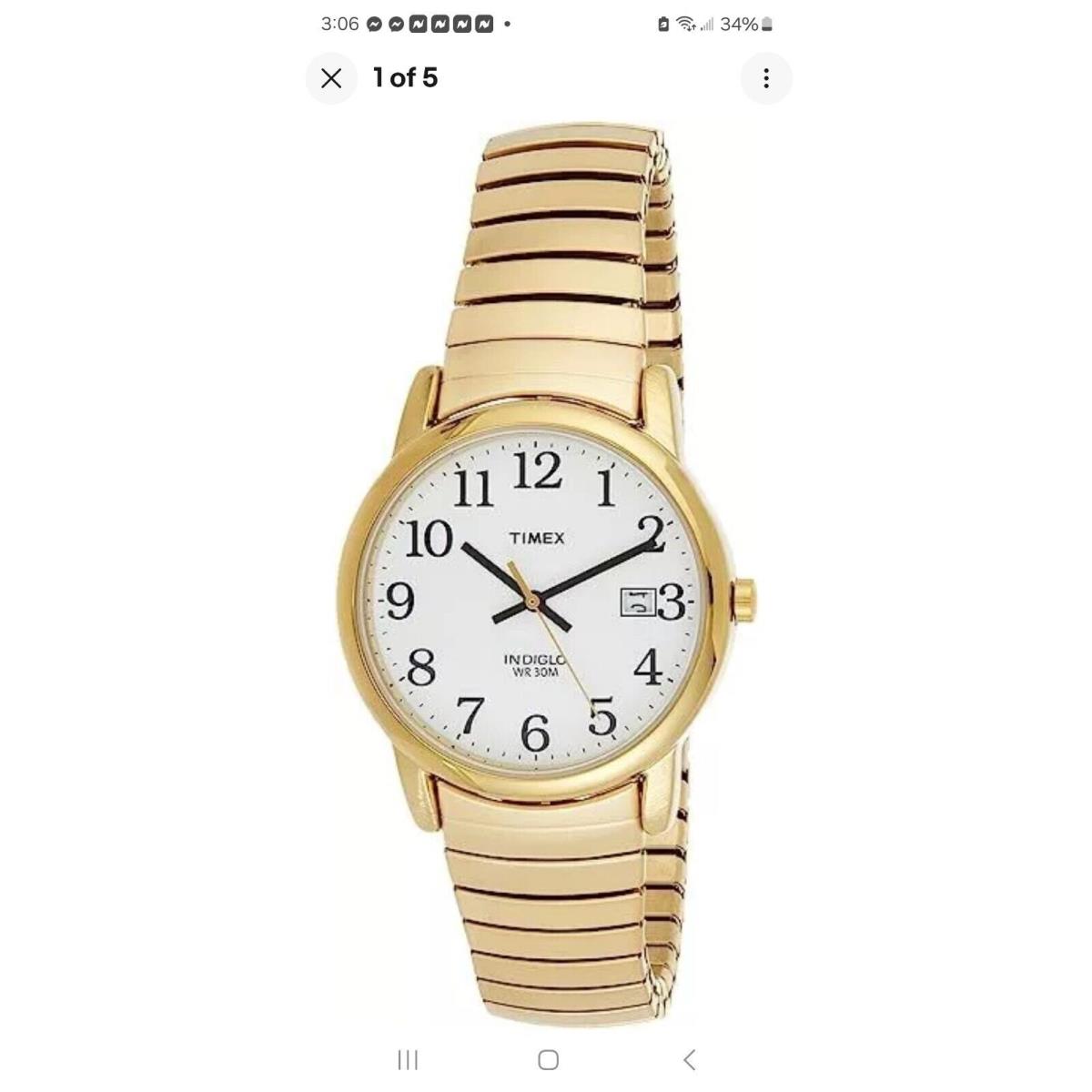 Timex T2H301 Men`s Easy Reader Gold-tone Expansion Band Watch