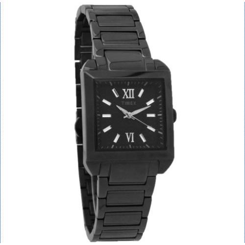 Timex T2P406 Men`s Dress Square Black Dial Black Stainless Steel Quartz Watch