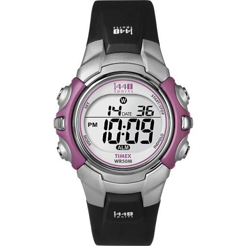 Timex Black Silicone Digital 24 HR Chronograph Indiglo Watch T5K438