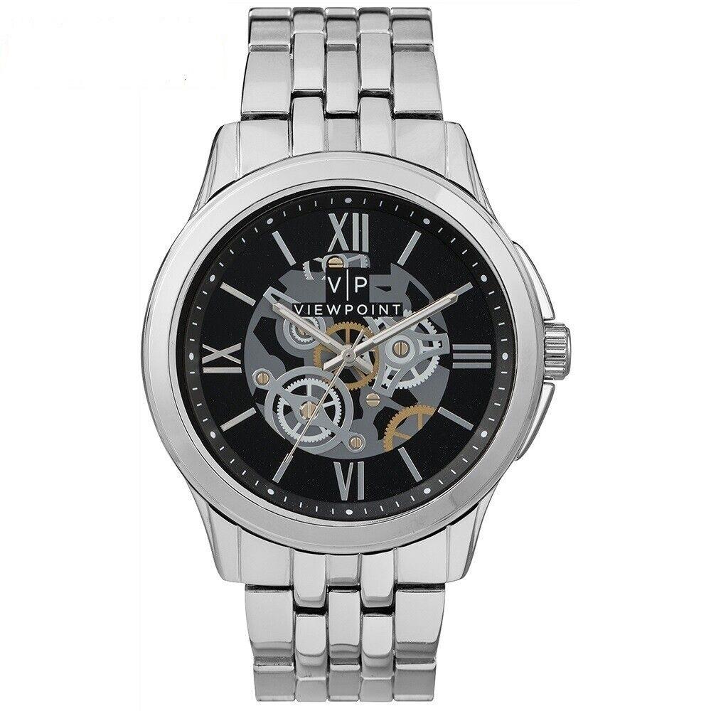 VP BY Timex Silver Tone Skeleton Bracelet Men`s WATCH-AA3D81800