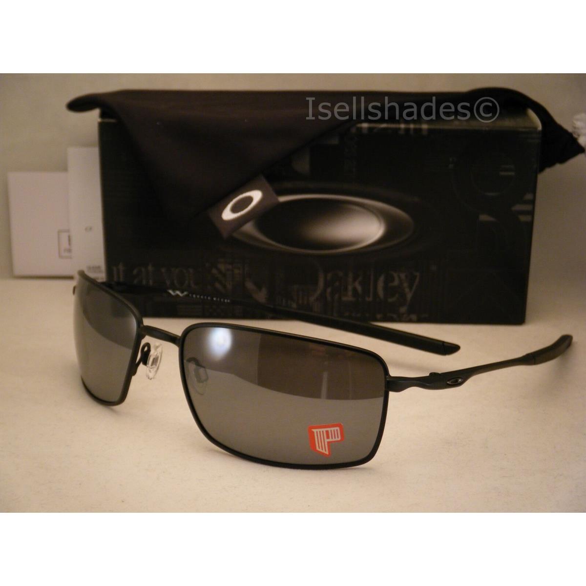 Oakley Square Wire Matte Black w Black Iridium Polar Lens oo4075-05 - Frame: Black, Lens: Black