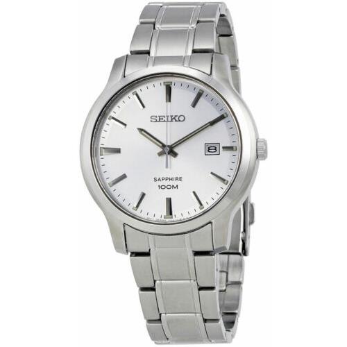 Seiko Neo Classic Stainless Steel Mens Watch Silver Dial Date SGEH39P1 - Dial: Silver, Band: Silver
