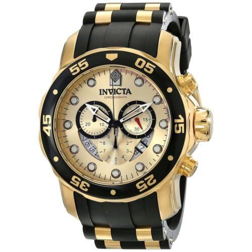 Invicta Men`s Watch Pro Diver Scuba Chronograph Gold Tone and Black Dial 17566 - Yellow, Face: Yellow, Dial: Gold