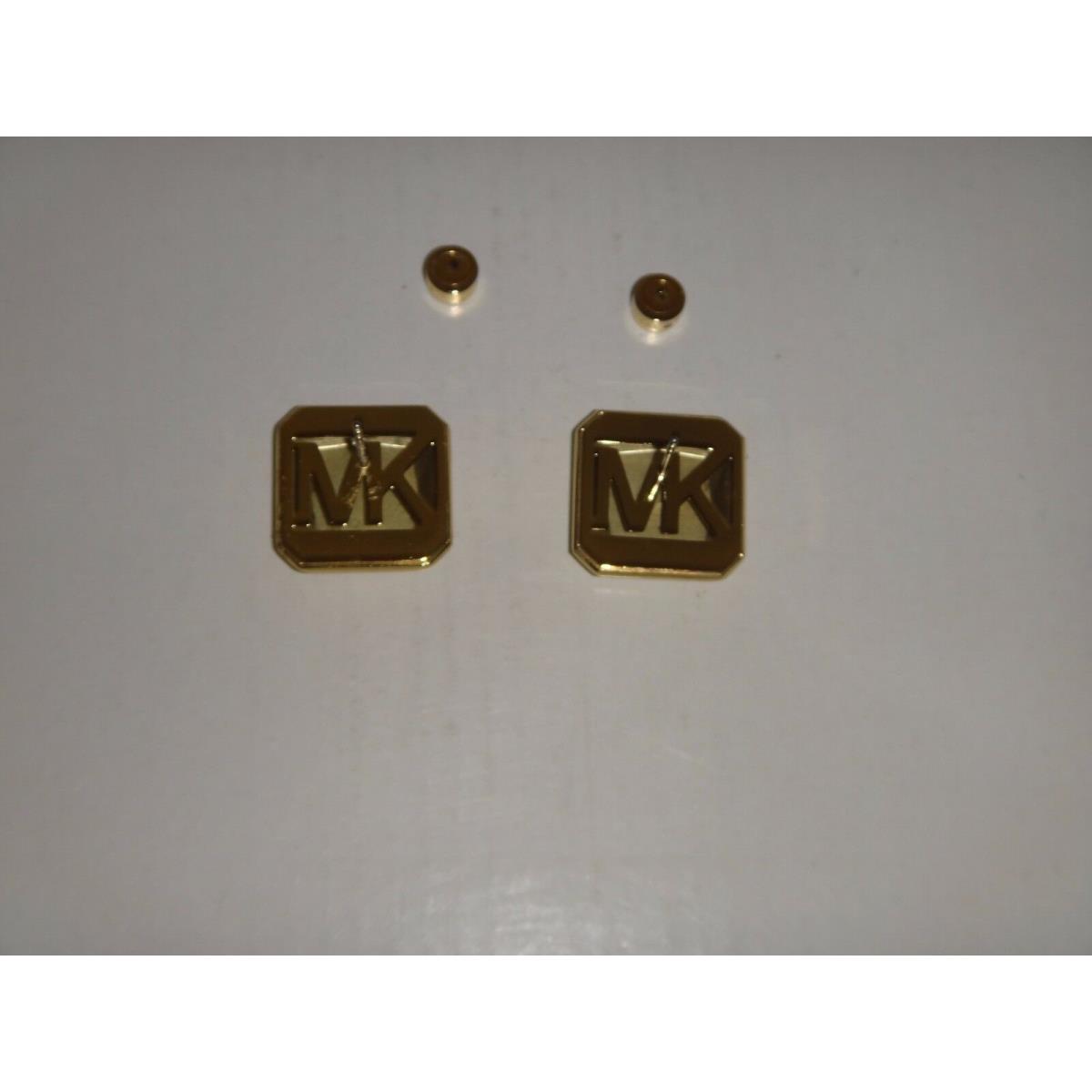 Michael Kors MKJ5816710 Square Yellow Gold Stainless Steel Stud Earrings +mk Box