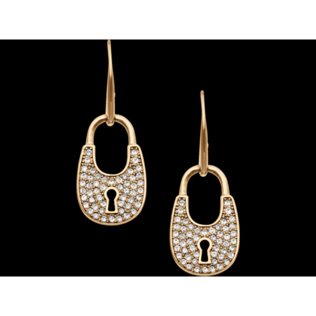 Michael Kors Women`s Yellow Gold Drop Earrings Crystals Rave Padlock MKJ4889710