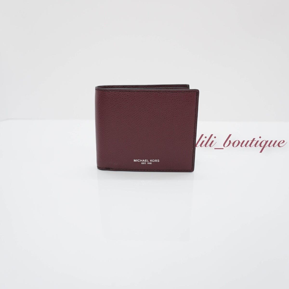 Michael Kors Men`s Warren Billfold Bifold Wallet Leather Rouge Red