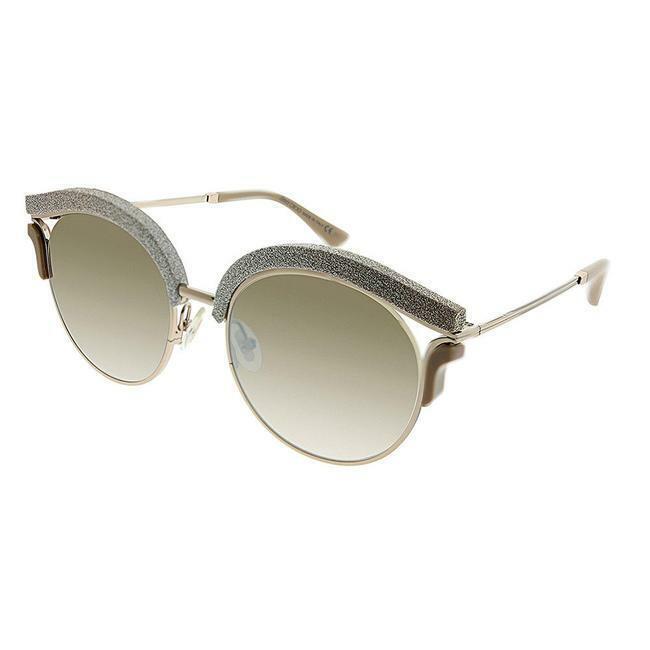Jimmy Choo Lash Gold Bronze Beige Snake Leather Glitter Mirrored Sunglasses
