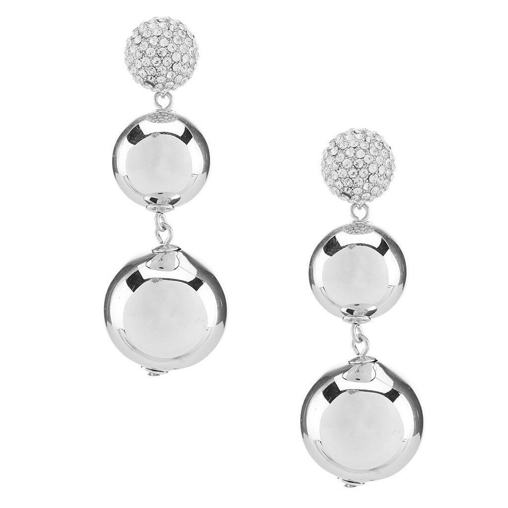 Kate Spade New York Pave Bauble Statement Earrings- Silver