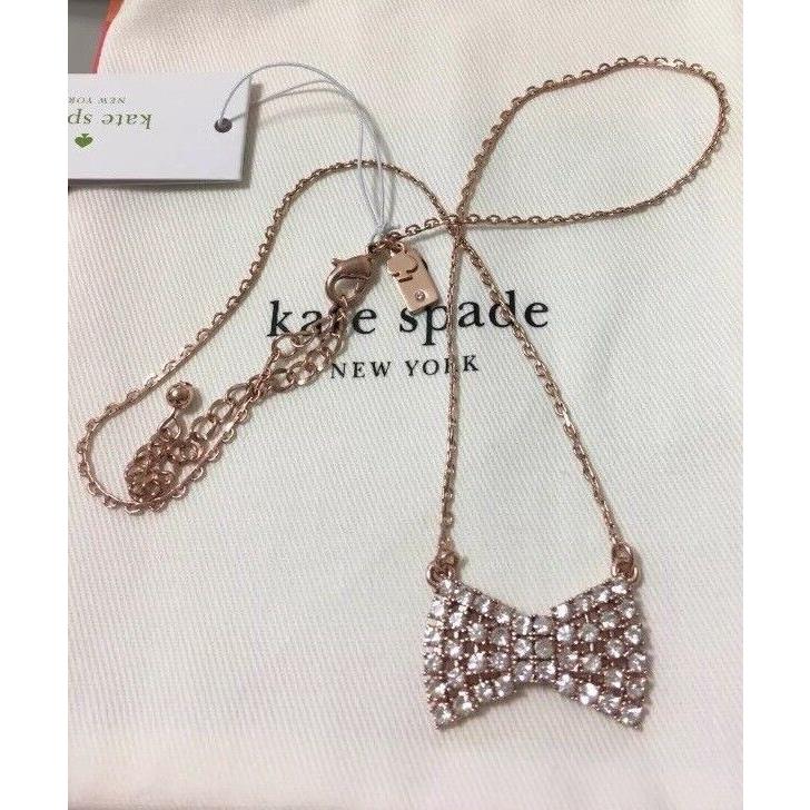 Kate Spade Sparkling Bow Mini Pendant Clear/rose Gold Necklace