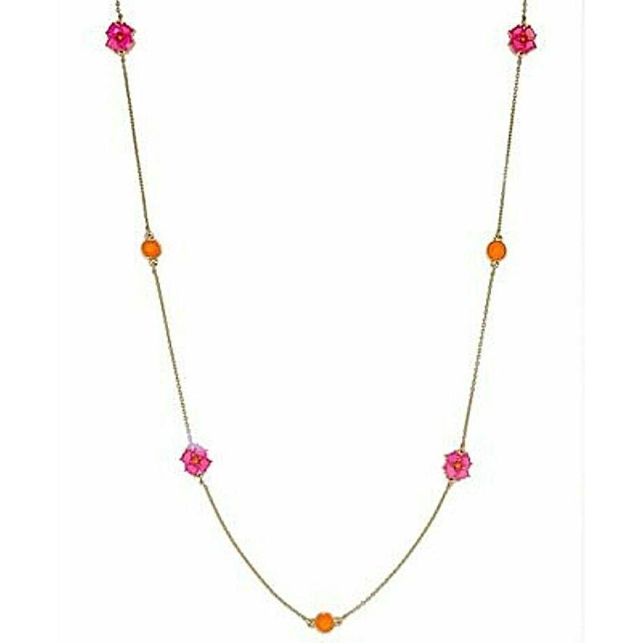 Kate Spade York Izu Petals Pink Multi Gold Plated Long Necklace