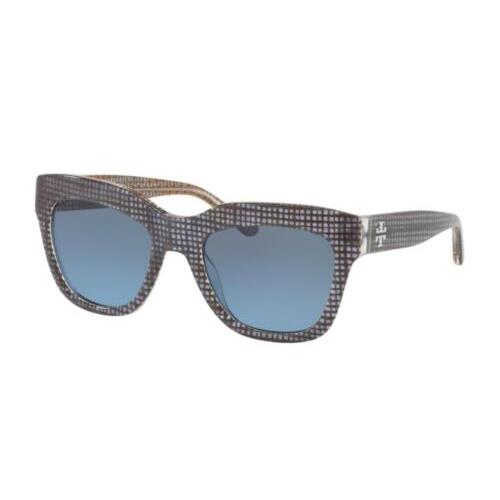 Tory Burch Sunglasses TY 7126 1739/8F Navy Crystal Raffia w/ Blue Gradient Grey