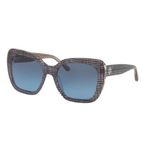 Tory Burch Sunglasses TY 7127 1739/8F Navy Crystal on Raffia w/ Blue Fade