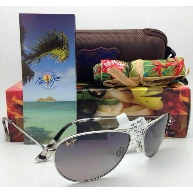 Polarized Maui Jim Sunglasses Baby Beach MJ 245-17 Silver Aviator /grey Gradient