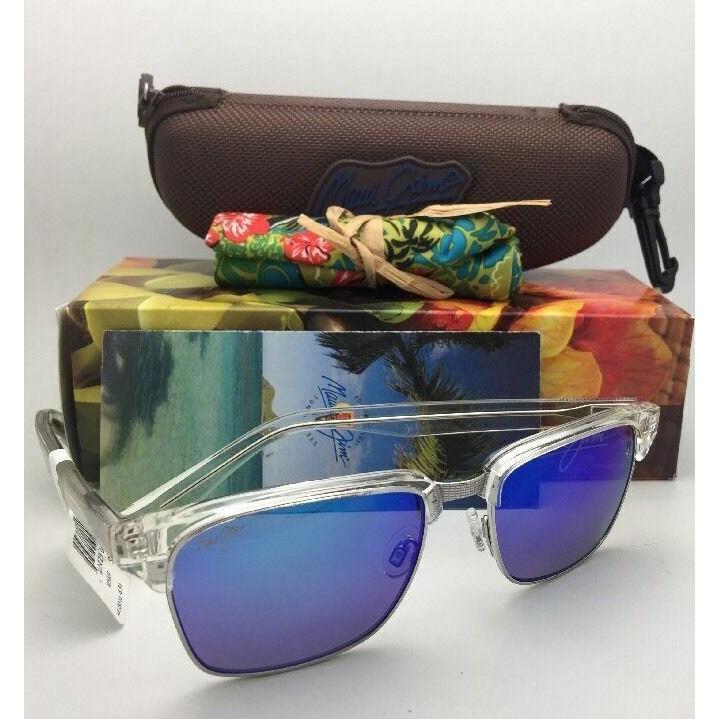 Polarized Maui Jim Sunglasses Kawika MJ 257-05CR Crystal Frames with Blue Hawaii