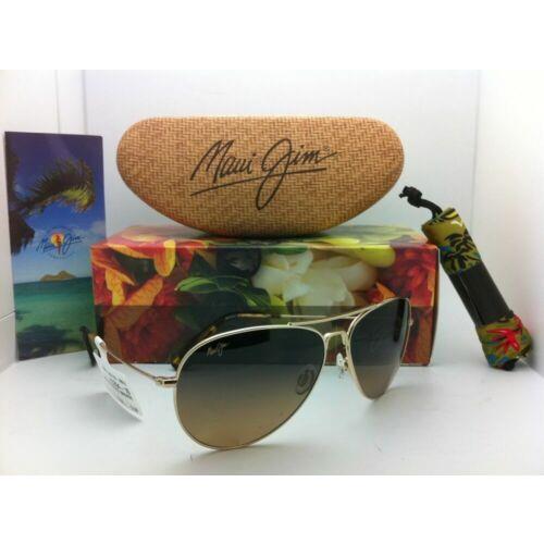 Polarized Maui Jim Titanium Sunglasses Mavericks HS 264-16 Gold w/ Bronze Lenses