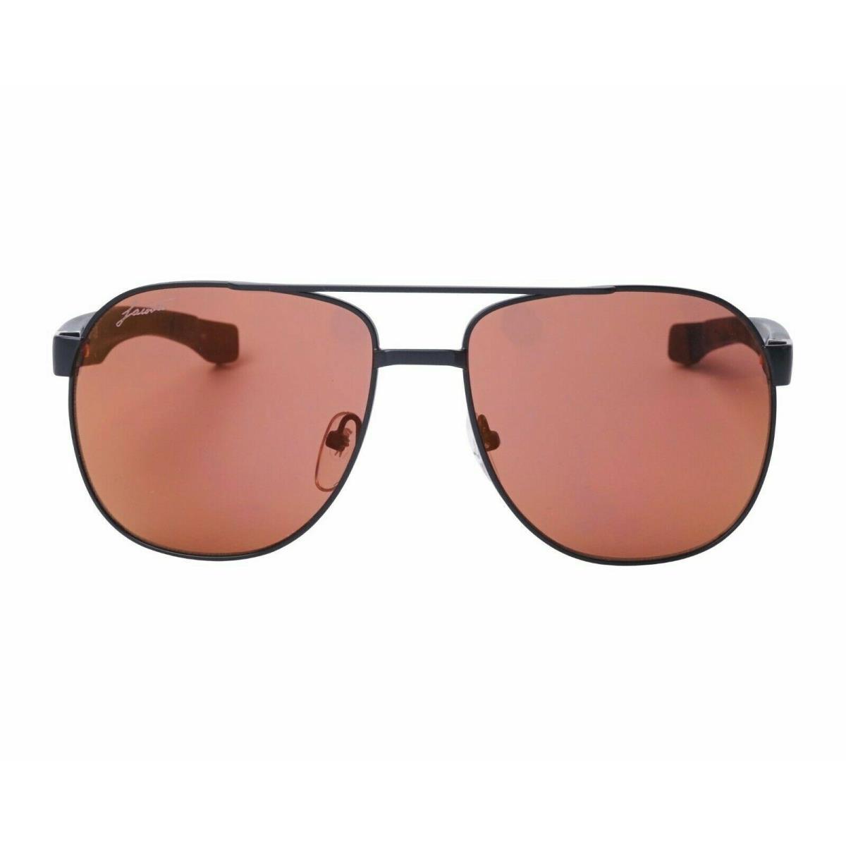 Lacoste L186s 001 57mm Black Metal Plum Lens Sunglasses w/ Temples Lengthen - Frame: Black, Lens: