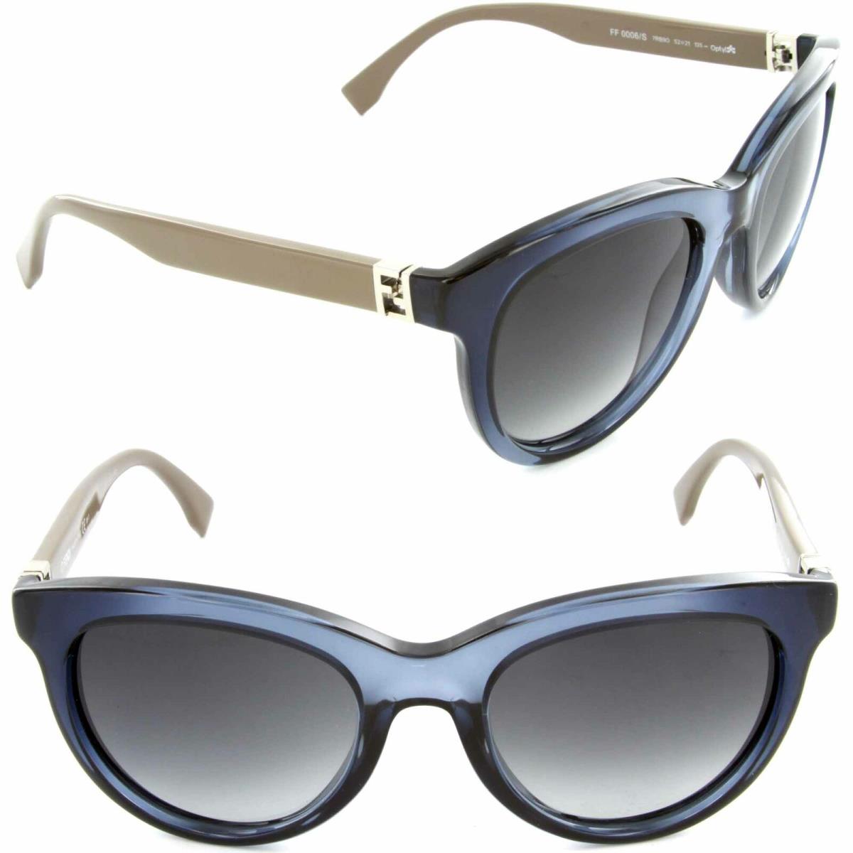 Fendi FF 0006/S 7RB 90 Cat Eye Sunglasses Blue Grey Mud/dark Grey Gradient Lens
