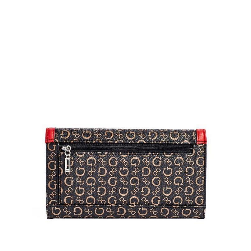 Guess Proposal Natural Multi Black+red Leatherette Pvc Large Wallet Clutch