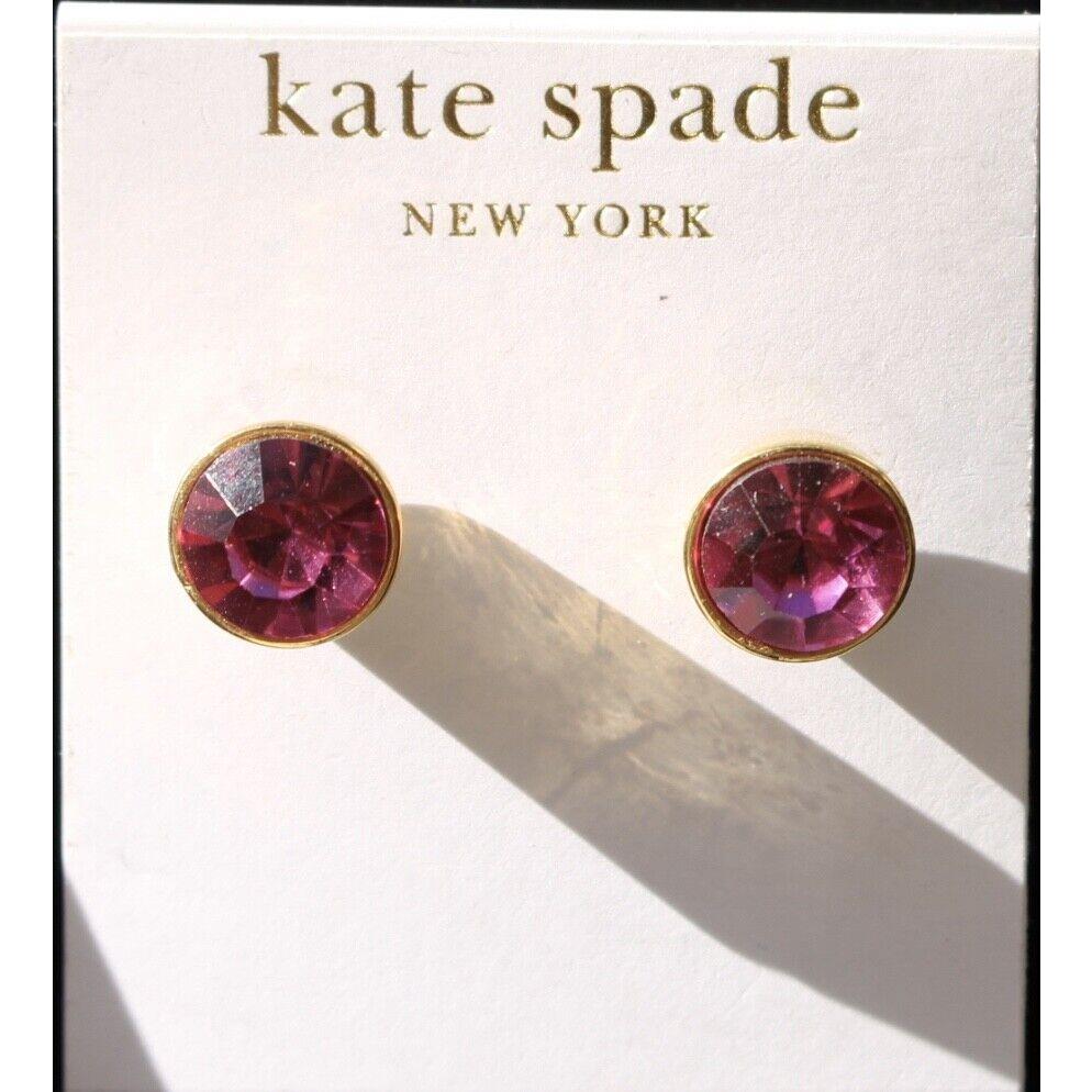 Kate Spade York Gumdrop Bezel Gold Pierced Crystal Stud - Pink