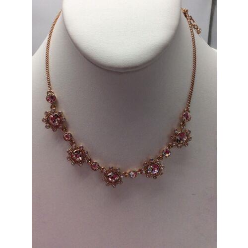 Givenchy Gold Tone Crystal Flower Collar Necklace 196 GN