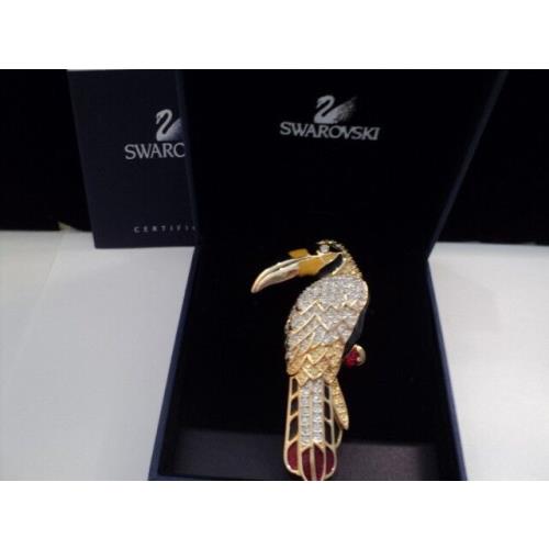 Signed Swan Swarovski Gold Plated Gorgeous Parrot Brooch P