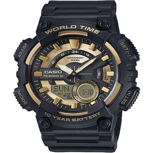 Casio AEQ110BW-9AV Men`s World Time Telememo Analog Digital Alarm Chrono Watch