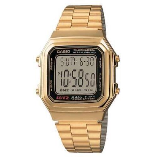 Casio Gold-tone Digital Mens Watch A178WGA-1ADF