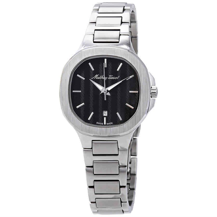 Mathey-tissot Evasion Black Dial Ladies Watch D152AN - Dial: Black, Band: Silver, Bezel: Silver