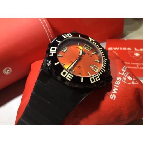 Swiss Legend Men`s 10008-BB-06-OB Expedition Orange Dial Black Silicone Watch