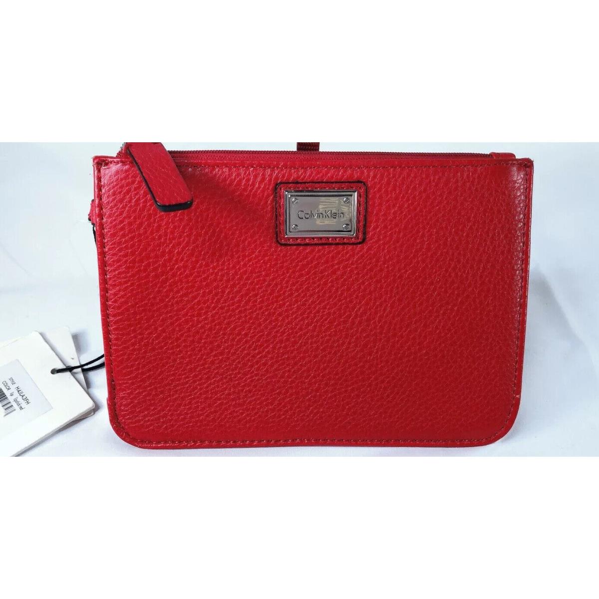 Calvin Klein Saffiano Wristlet / Clutch / Hand Bag Red