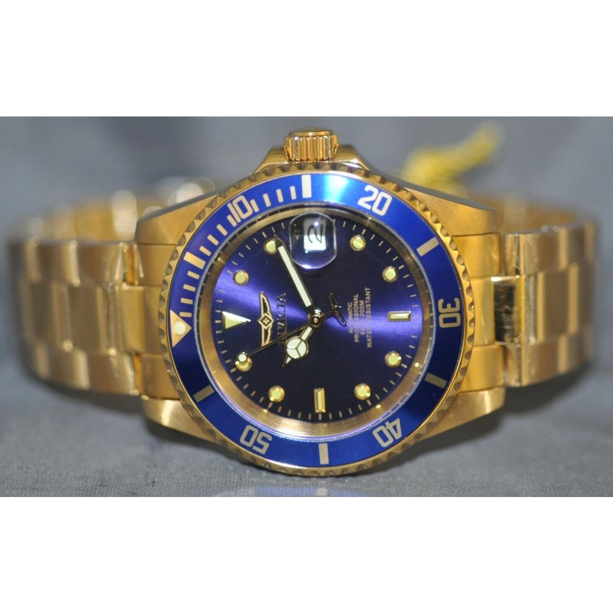 Invicta Men`s Pro Diver Automatic Blue Dial Gold Stainless Steel Watch 8930OB